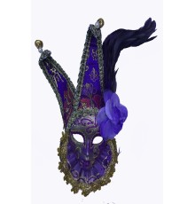 Çıngıraklı Dekoratif Tüylü Seramik Maske Mor Renk