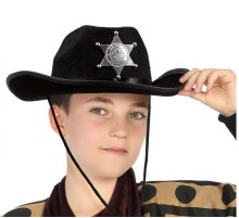 Çocuk Kovboy Şapkası Sheriff Şapkası Siyah Renk