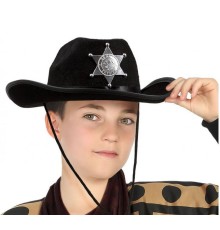 Çocuk Kovboy Şapkası Sheriff Şapkası Siyah Renk