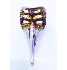 Fuşya Renk İşlemeli Seramik Malzemeden İmal Venedik Uzun Maske Magnet