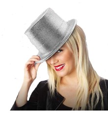 Gümüş Renk Uzun Plastik Simli Parti şapkası