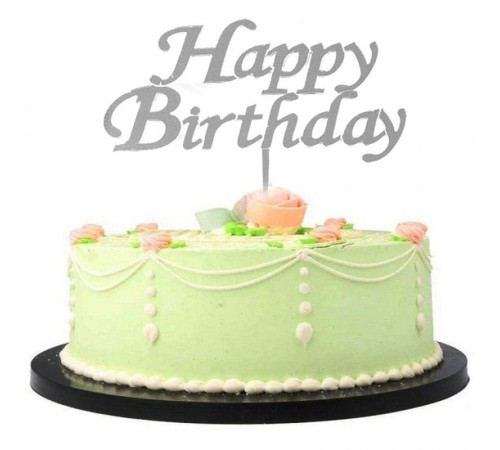 Happy Birthday Yazılı Doğum Günü Partisi Pleksi Pasta Süsü Gümüş Renk Happy Birthday Yazılı Doğum Günü Partisi Pleksi Pasta Süsü Gümüş Renk