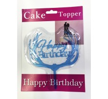 Happy Birthday Yazılı Mavi Dallı Pasta Kek Çubuğu