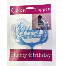 Happy Birthday Yazılı Mavi Dallı Pasta Kek çubuğu
