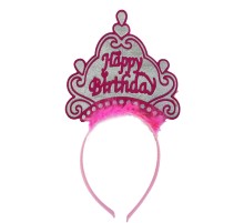 Happy Birthday Neon Pembe Renk Doğum Günü Tacı 24x15 cm