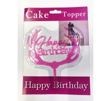 Happy Birthday Yazılı Pembe Dallı Pasta Kek Çubuğu
