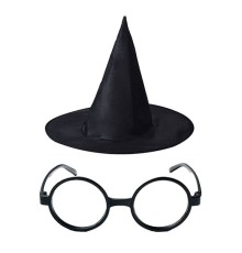 Harry Potter Büyücü şapkası Ve Harry Potter Büyücü Gözlüğü Siyah Renk
