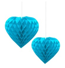 Mavi Renk Kalp şekilli Petek Kağıt Süs Dekor Asma Süsleme 25 Cm 1 Adet