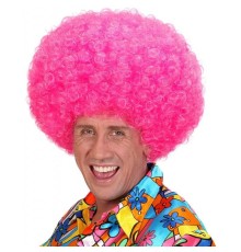 Neon Pembe Renk Kıvırcık Mega Boy Afro Bonus Peruk