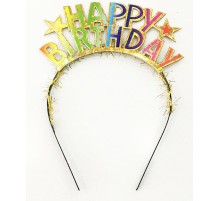 Rengarenk Happy Birthday Yazılı Altın Renk Unicorn Doğum Günü Tacı