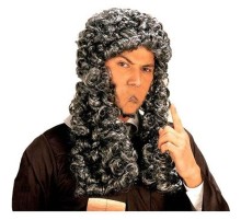 Rönesans Dönemi Permalı Yargıç Hakim Peruğu Gri Renk