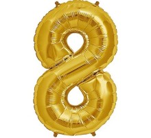 Şekilli Supershape Gold Rakam Folyo Balon 8 Numara