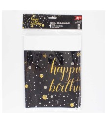 Siyah Yıldızlı Happy Birthday Masa örtüsü 120x180 Cm
