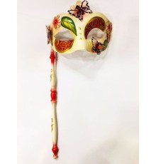 Kırmızı Renk Kelebek İşlemeli Tutmalı Venedik Göz Maskesi 33x17 cm