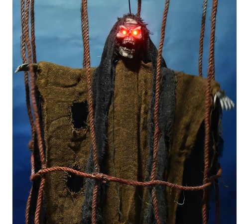 Ürpertici Scary Halloween Sesli Hareketli Sensörlü Siyah Kuru Kafa Dekor 90 cm