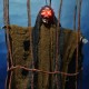 Ürpertici Scary Halloween Sesli Hareketli Sensörlü Siyah Kuru Kafa Dekor 90 cm