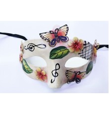 Kelebek Ve çiçek İşlemeli Venedik Maskesi Kırmızı Renk 10x18 Cm