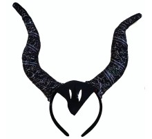 Siyah Renk Mega Boy Motif İşleme Boynuzlu Tasarımlı Mega Malefiz Tacı 30x28 cm
