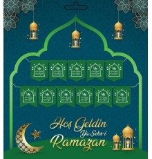 Yeşil Renk Hoşgeldin Ya Şehr-i Ramazan Yazılı Banner Ramazan Süslemesi 230 cm
