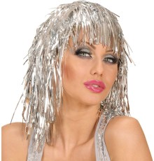 Gümüş Işıltılı Metalize Parti Peruğu
