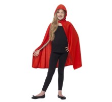 Kırmızı Renk Kapşonlu Kumaş Pelerin 90 cm