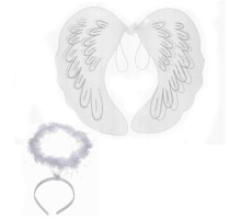 Beyaz Dantel Tüllü Peri Kanadı ve Peri Tacı Seti 45x40 cm