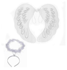 Beyaz Dantel Tüllü Peri Kanadı ve Peri Tacı Seti 45x40 cm