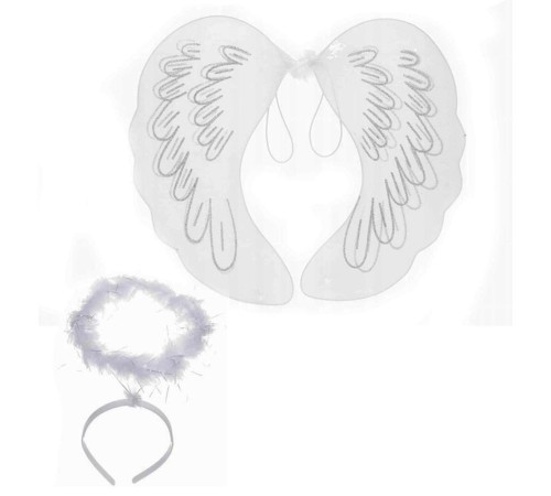 Beyaz Dantel Tüllü Peri Kanadı ve Peri Tacı Seti 45x40 cm