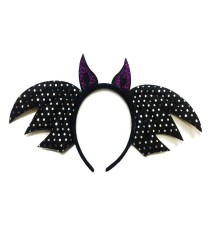 Siyah Renk Yarasa Model Boynuzlu Halloween Tacı 37x19 cm