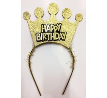 Happy Birthday Yazılı Altın Renk Doğum Günü Tacı