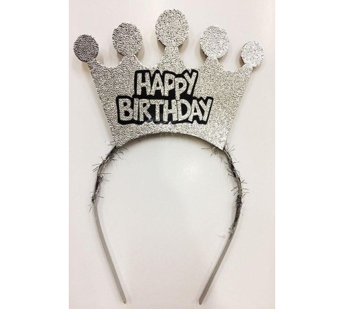 Happy Birthday Yazılı Gümüş Renk Doğum Günü Tacı Happy Birthday Yazılı Gümüş Renk Doğum Günü Tacı