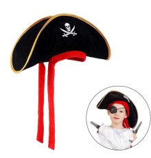 Çocuk Boy Kadife Jack Sparrow Denizci Korsan Şapkası 45x16 cm