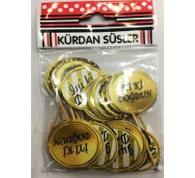 Siyah Gold Renk İyiki Dodğun Parti Kürdan Süsü 20 Adet