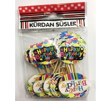 Rengarenk Happy Birthday Parti Kürdan Süsü 20 Adet