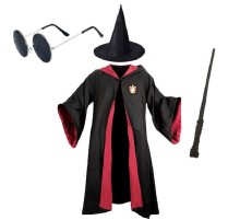 Harry Potter Gryffindor Çocuk Kostüm + Şapka + Asa + Gözlük Full Seti