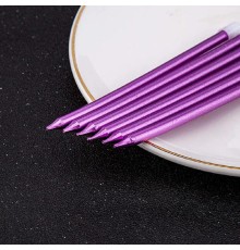 Uzun Mor Renk Pasta Parti Mumu 6 Adet 16 cm