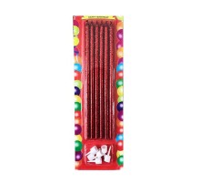 Kırmızı Simli Pasta Mumu 6 Adet 16 cm