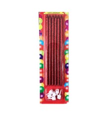 Kırmızı Simli Pasta Mumu 6 Adet 16 cm