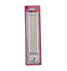 İnci Beyaz Simli Pasta Mumu 6 Adet 16 cm