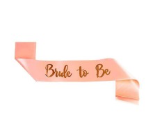 Bride To Be Saten Kuşak Pembe Üzeri Metalize Altın Yazılı 160x9.5 cm