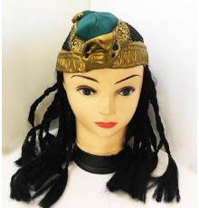Siyah Saçlı Yılan Figürlü Lateks Et Kleopatra Peruğu şapkası