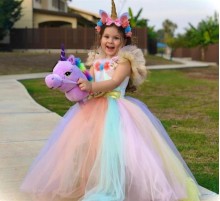 Unicorn Çocuk Kostümü - Unicorn Pony Kostümü ve Taç Seti 9-11 Yaş