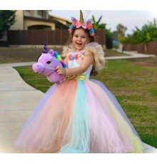Unicorn Çocuk Kostümü - Unicorn Pony Kostümü ve Taç Seti 9-11 Yaş