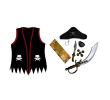 Kaptan Jack Çocuk Korsan Yelekli Kostüm Seti Full Set 12 Parça