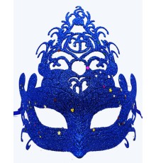 Mavi Renk Parti Maskesi - Parlak Mavi Sim Balo Maskesi 21x20 Cm