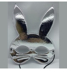 Gümüş Renk Kumaş Malzemeden İmal Tavşan Maskesi 25x17 Cm