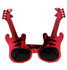 Kırmızı Renk Rockn Roll Gitar Şekilli Parti Gözlüğü 15x15 cm