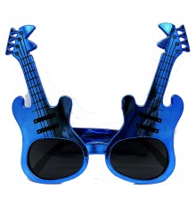 Mavi Renk Rockn Roll Gitar Şekilli Parti Gözlüğü 15x15 cm