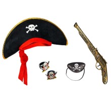 Korsan Şapkası + Maske + 2 Adet Yüzük Kostüm Seti Çocuk