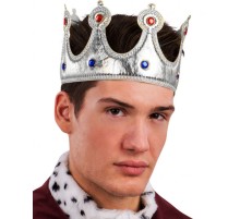 Kral Tacı Gümüş Renk Kumaş Malzeme Yetişkin Boy